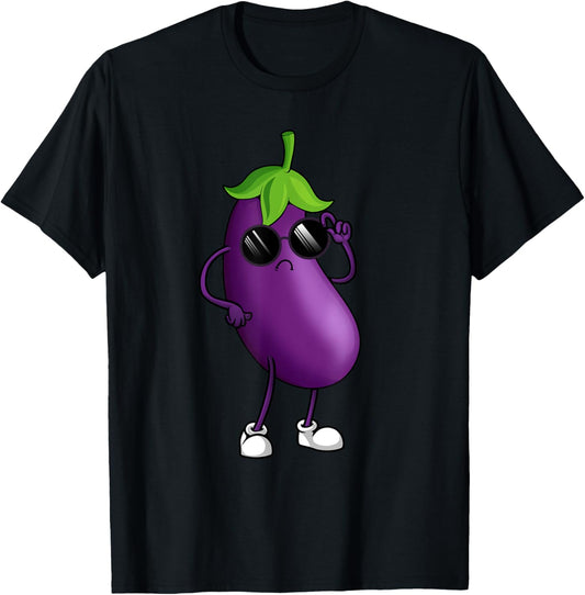 Cool Eggplant Art Women Kid Vegetable Eggplant Lover T-Shirt - T-Shirt | Black