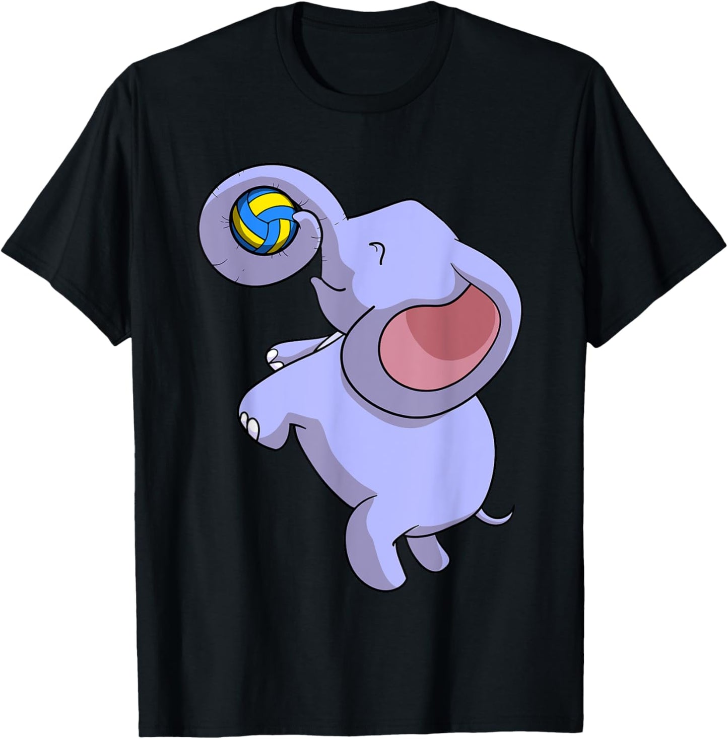 Funny Elephant Playing Volleyball Player Ball Game Outfit T-Shirt - T-Shirt | Black