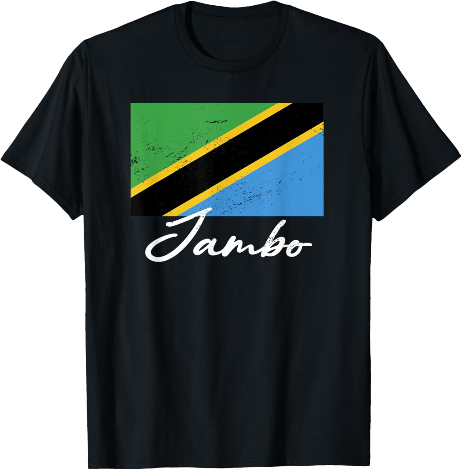 Jambo - Hello Swahili Tanzania Flag Tanzanian Roots T-Shirt - T-Shirt | Black