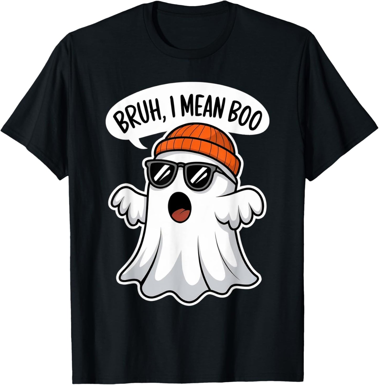 Funny Halloween Ghost Boo Bruh I Mean Boo For Boys Kids Men T-Shirt - T-Shirt | Black