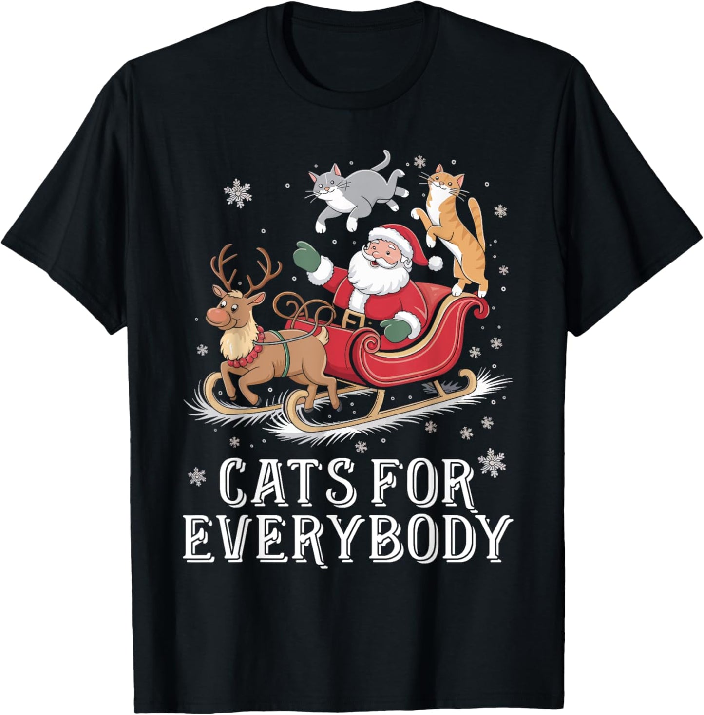 Cats For Everybody Christmas Cat Funny Xmas Women Girls T-Shirt - T-Shirt | Black