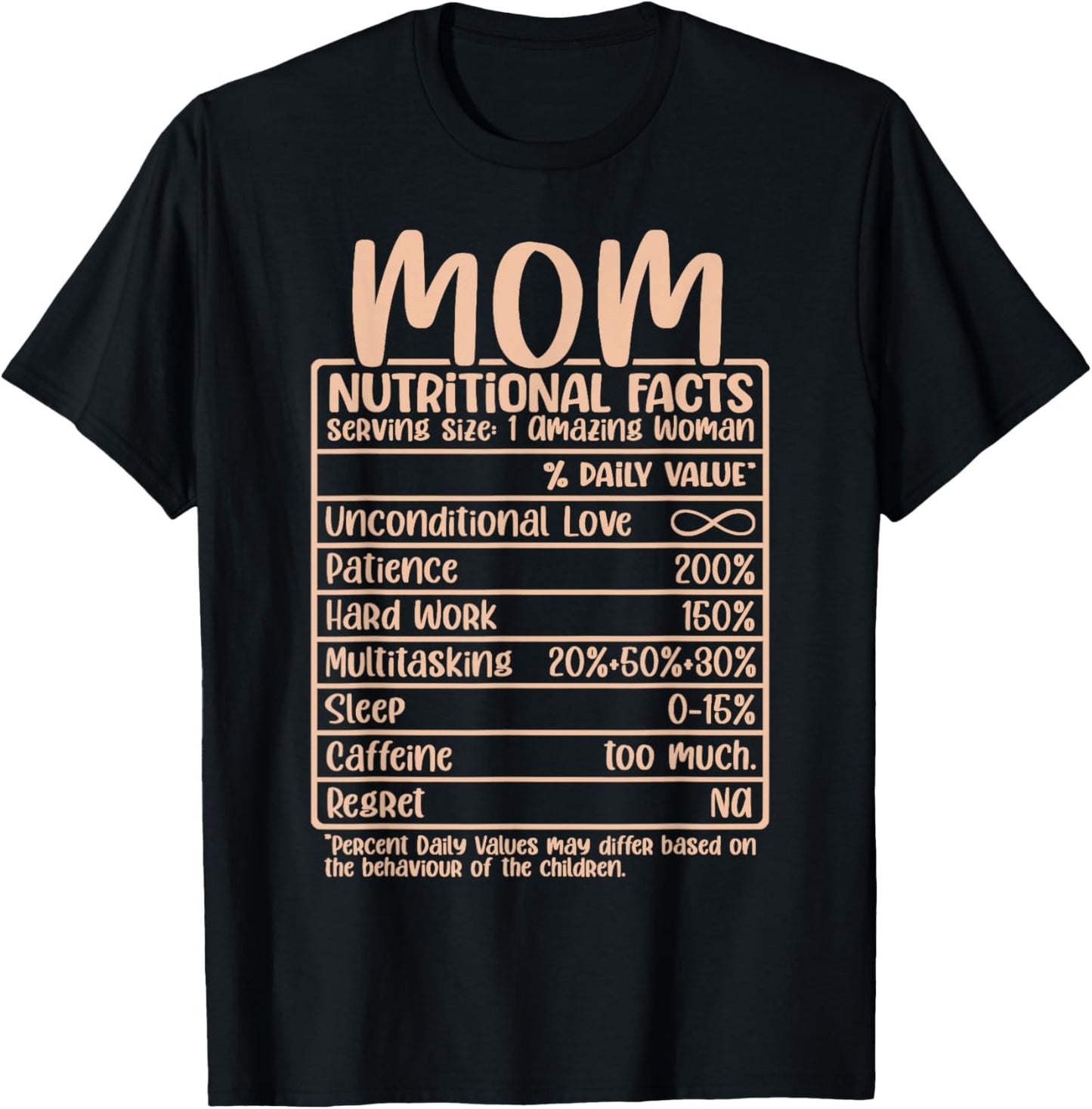Mother Nutritional Facts Self Love Funny Mom Nutrition Facts T-Shirt - T-Shirt | Black