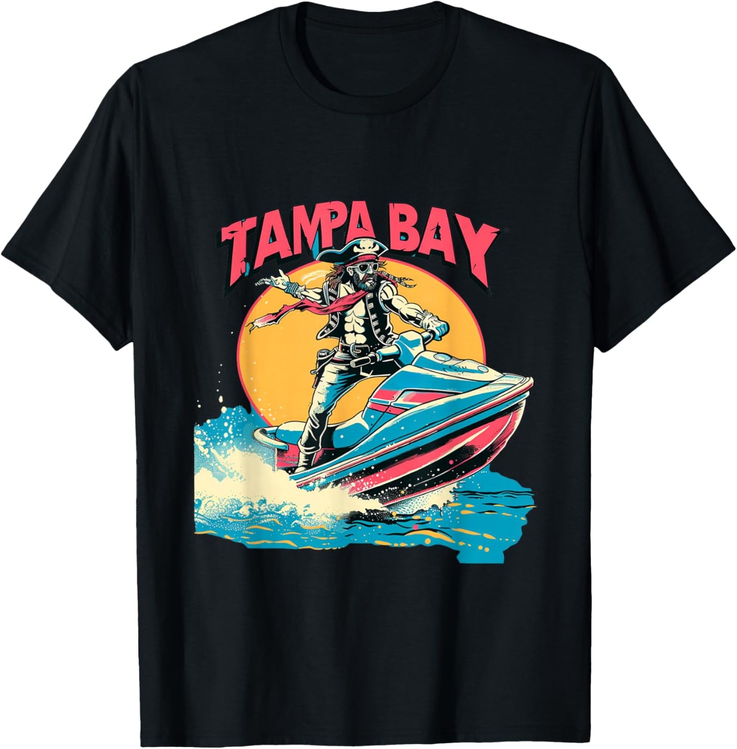 Tampa Bay Pirate Florida Jetski Boating Funny Gasparilla T-Shirt - T-Shirt | Black