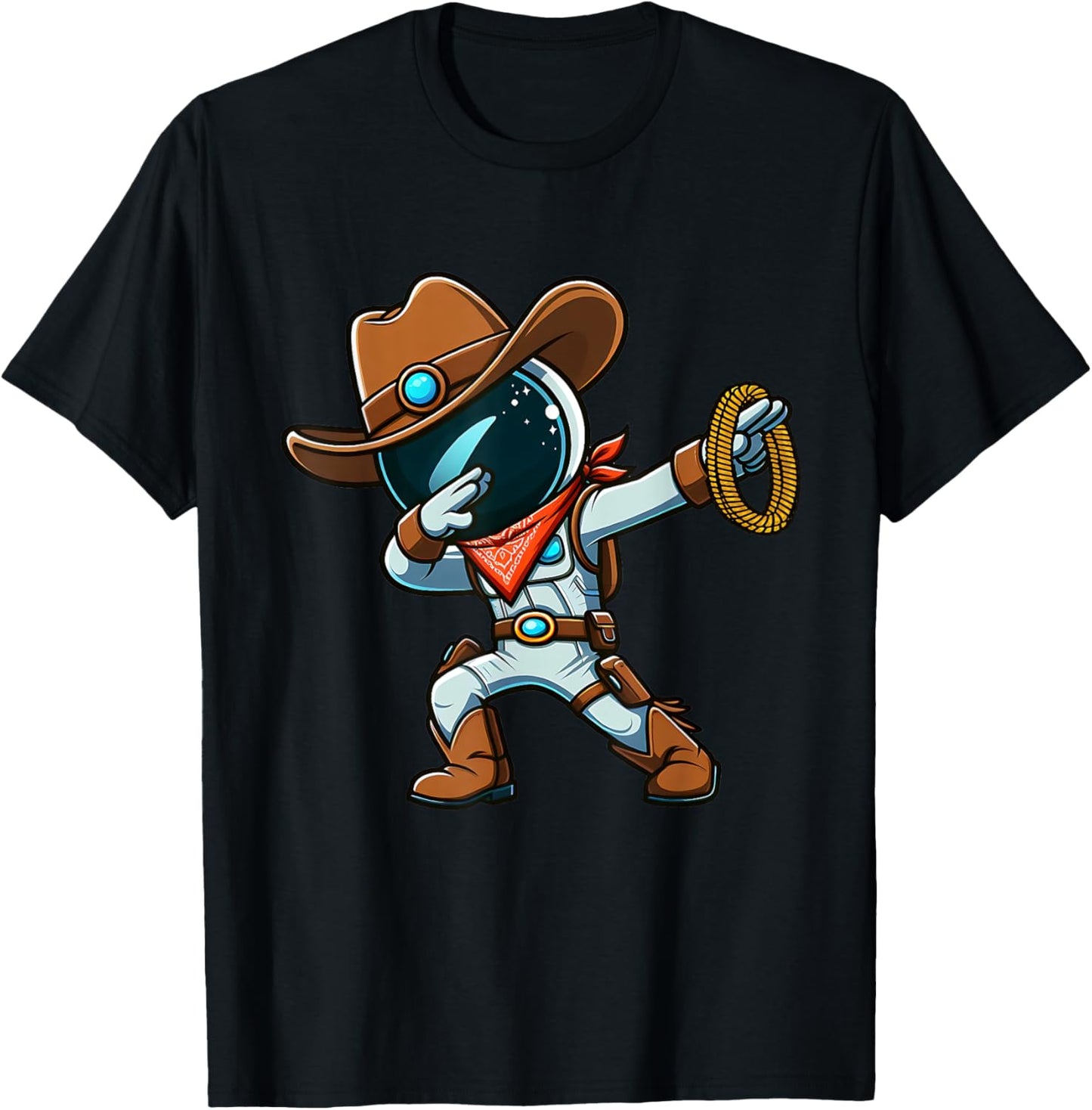 Dabbing Boys Astronaut Cowboy Space Halloween T-Shirt - T-Shirt | Black