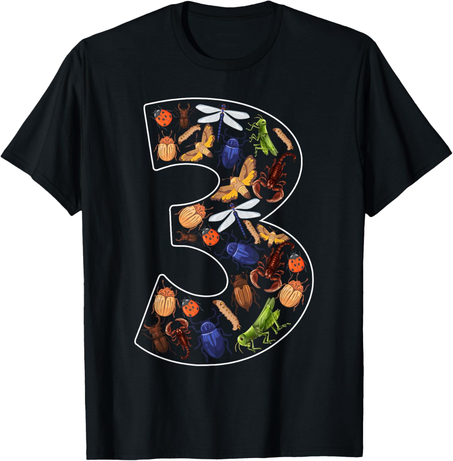Toddler 3rd Birthday Bugs Insects Beetles Kids 3 Year Old T-Shirt - T-Shirt | Black