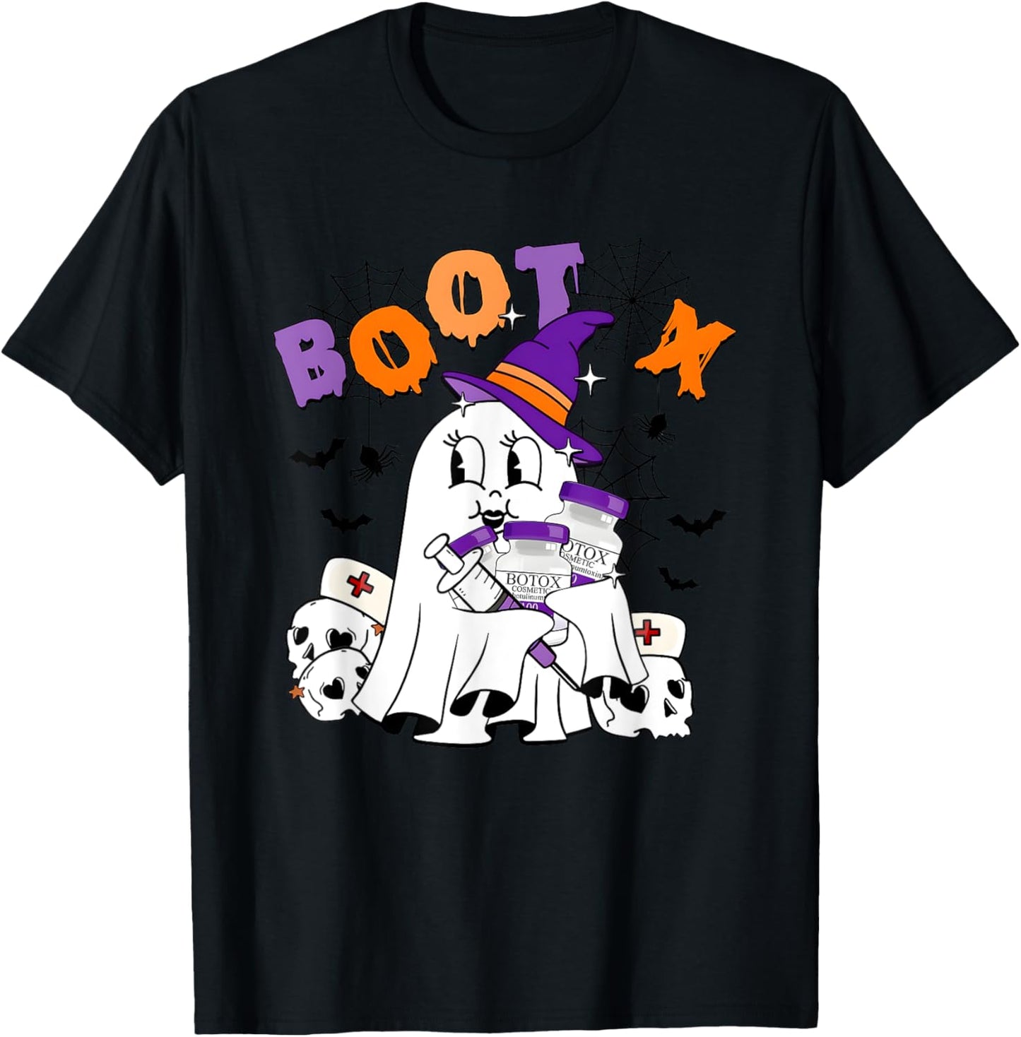 Cute Ghost BooTox Nurse Injector Halloween Plastic Surgery T-Shirt - T-Shirt | Black