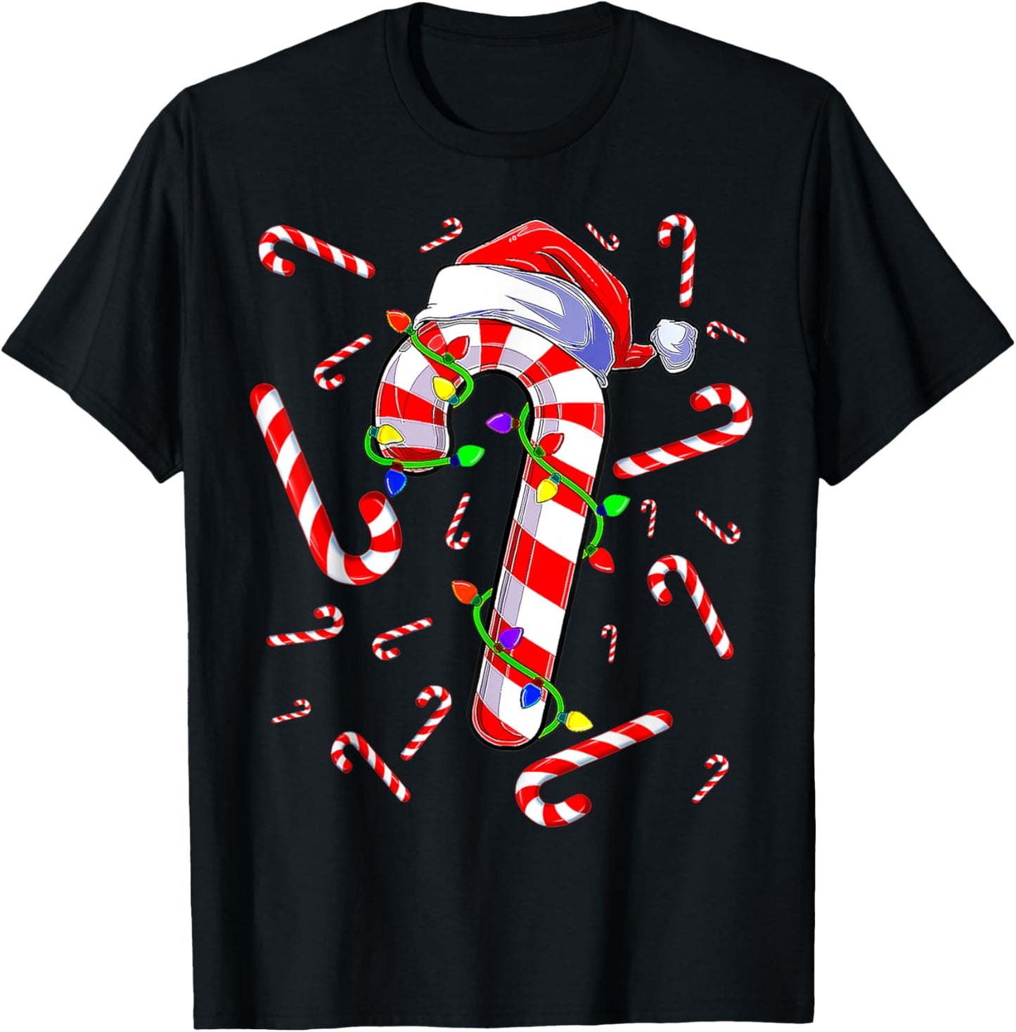 Candy Cane Merry And Bright Red And White Candy Costume T-Shirt - T-Shirt | Black