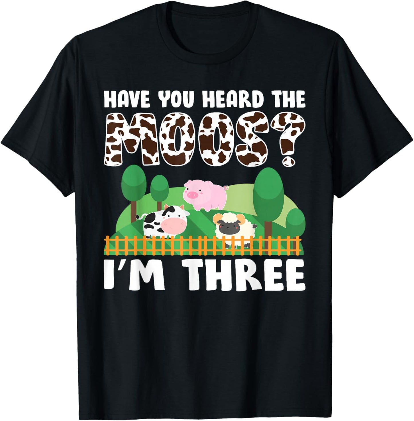3rd Birthday 3 Year Old Farm Theme Animals Birthday Party T-Shirt - T-Shirt | Black