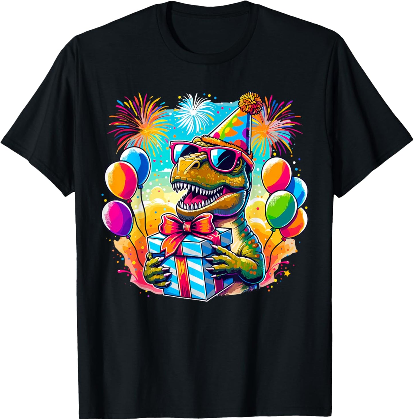 Dinosaur Birthday T-Rex Party T-Shirt - T-Shirt | Black
