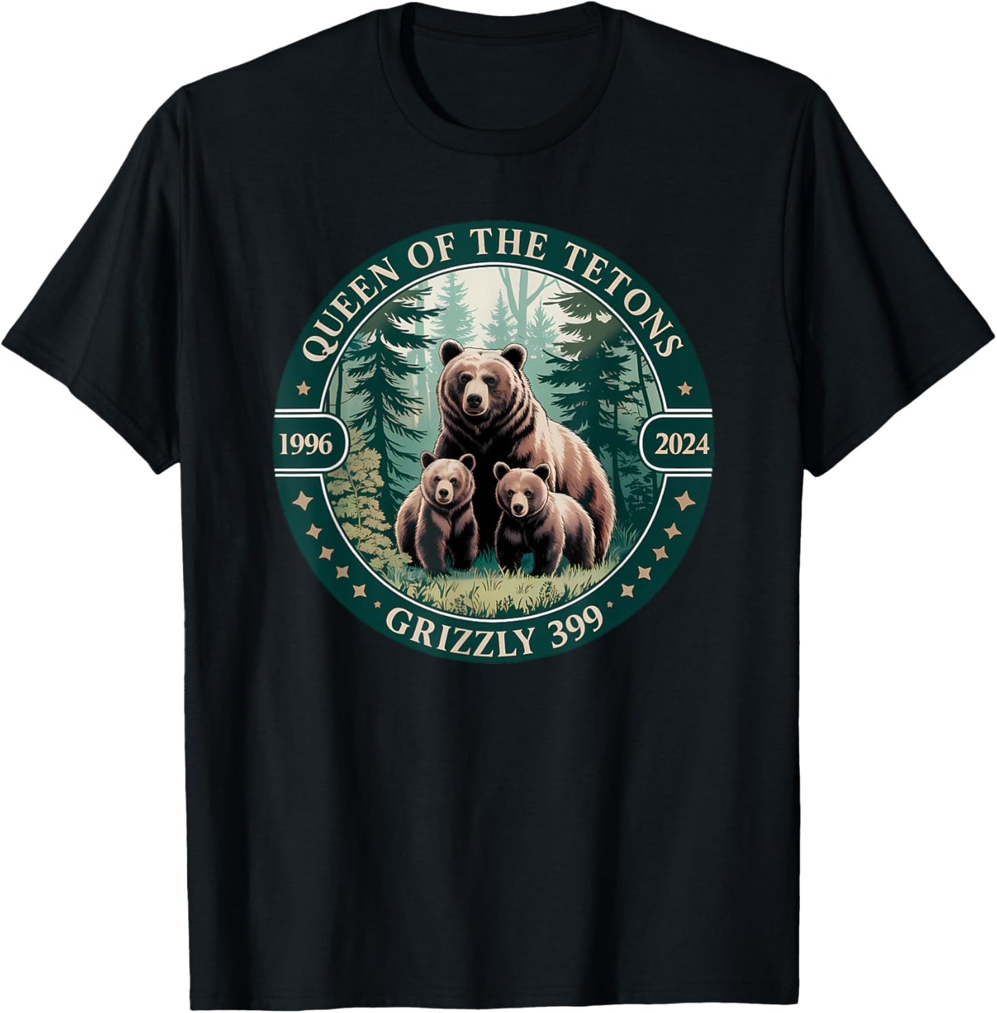 Queen Of The Tetons Grizzly 399 Bear Lovers National Park T-Shirt - T-Shirt | Black