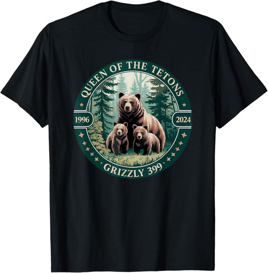 Queen Of The Tetons Grizzly 399 Bear Lovers National Park T-Shirt - T-Shirt | Black