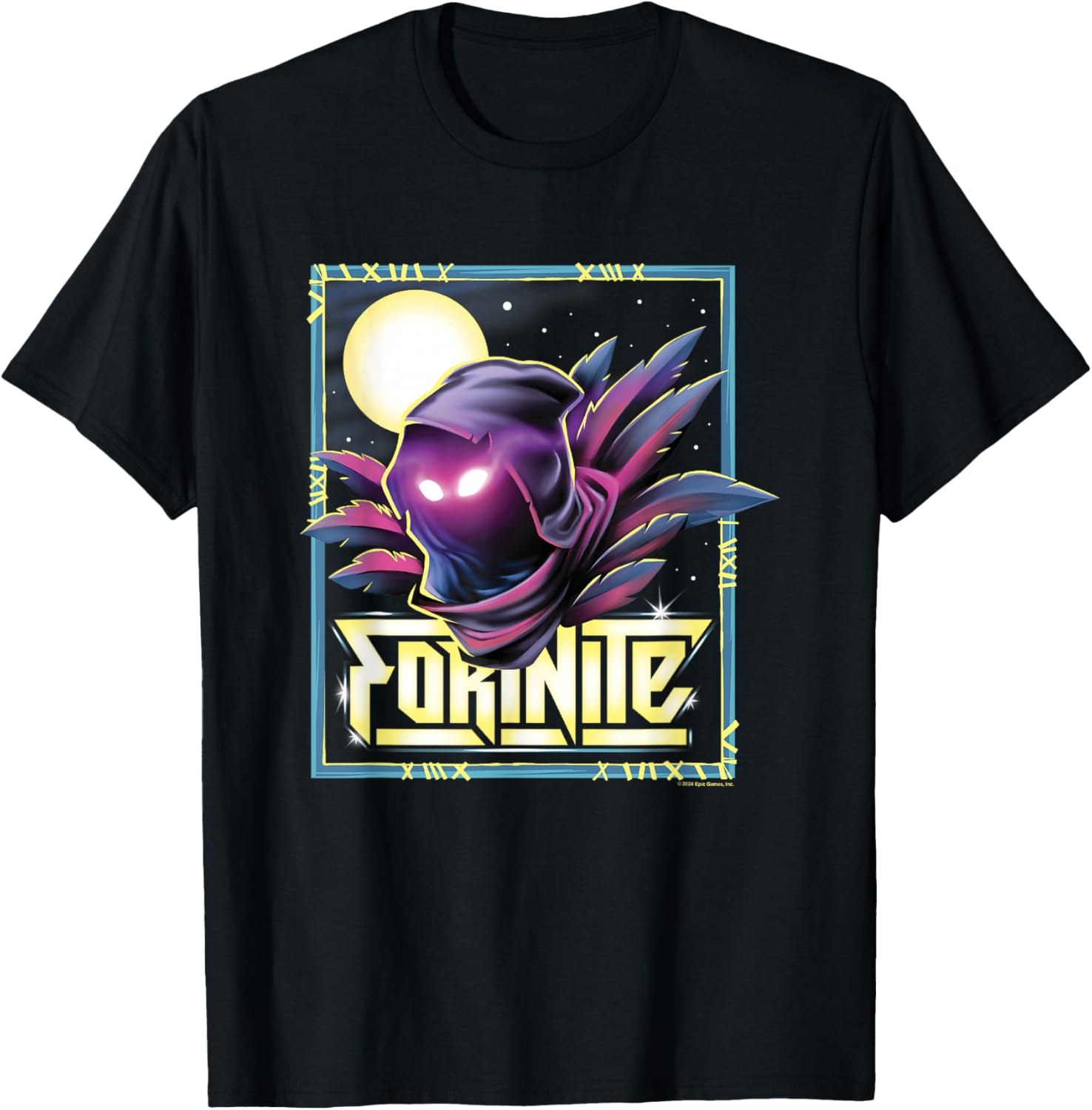 Fortnite Raven Icon Shadow Silhouette Big Chest Poster T-Shirt - T-Shirt | Black