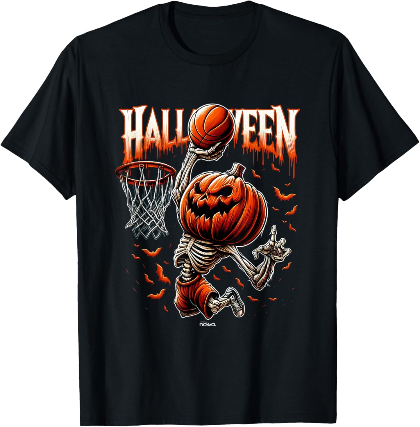 Halloween Basketball Scary Pumpkin Slam Dunk T-Shirt - T-Shirt | Black