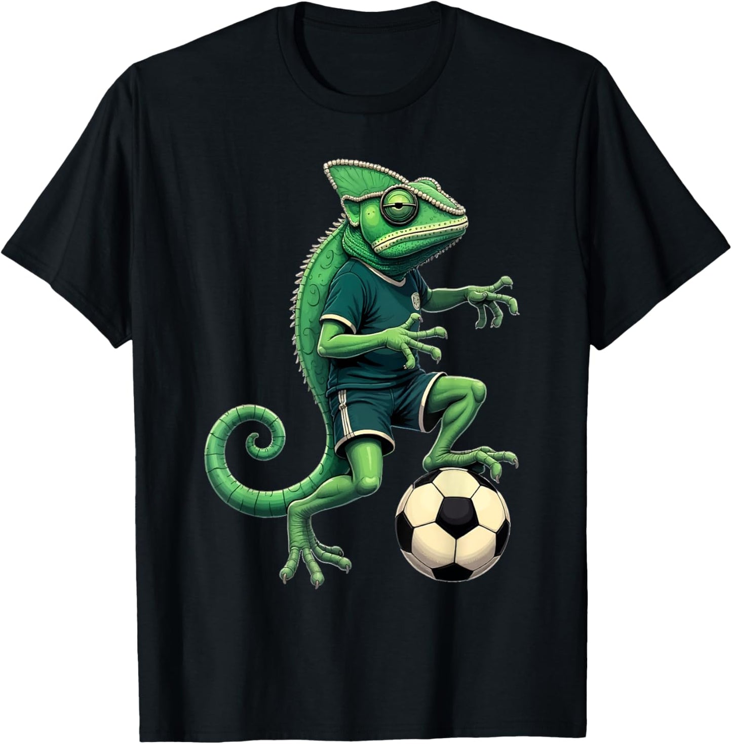 Chameleon Lizards Soccer Player Reptile Pet Animal Lover T-Shirt - T-Shirt | Black