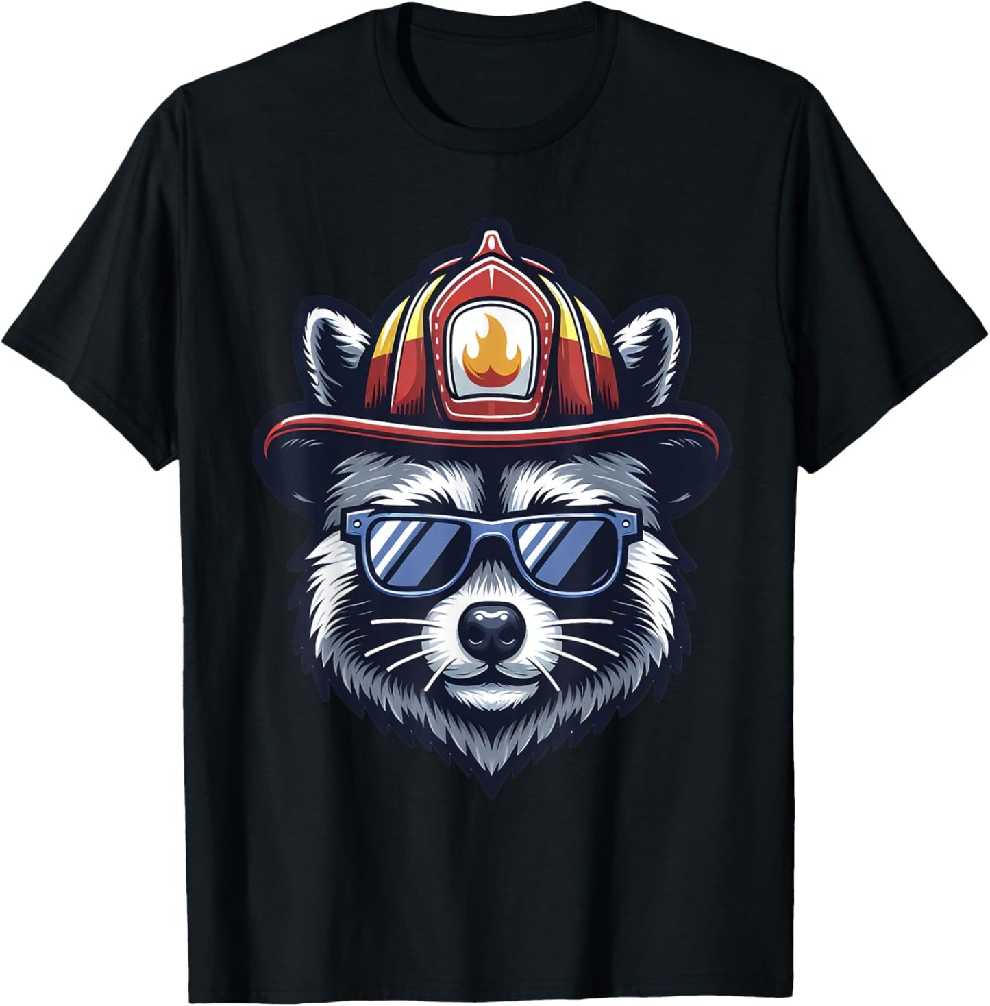 Firefighter Raccoon Funny Fire department T-Shirt - T-Shirt | Black