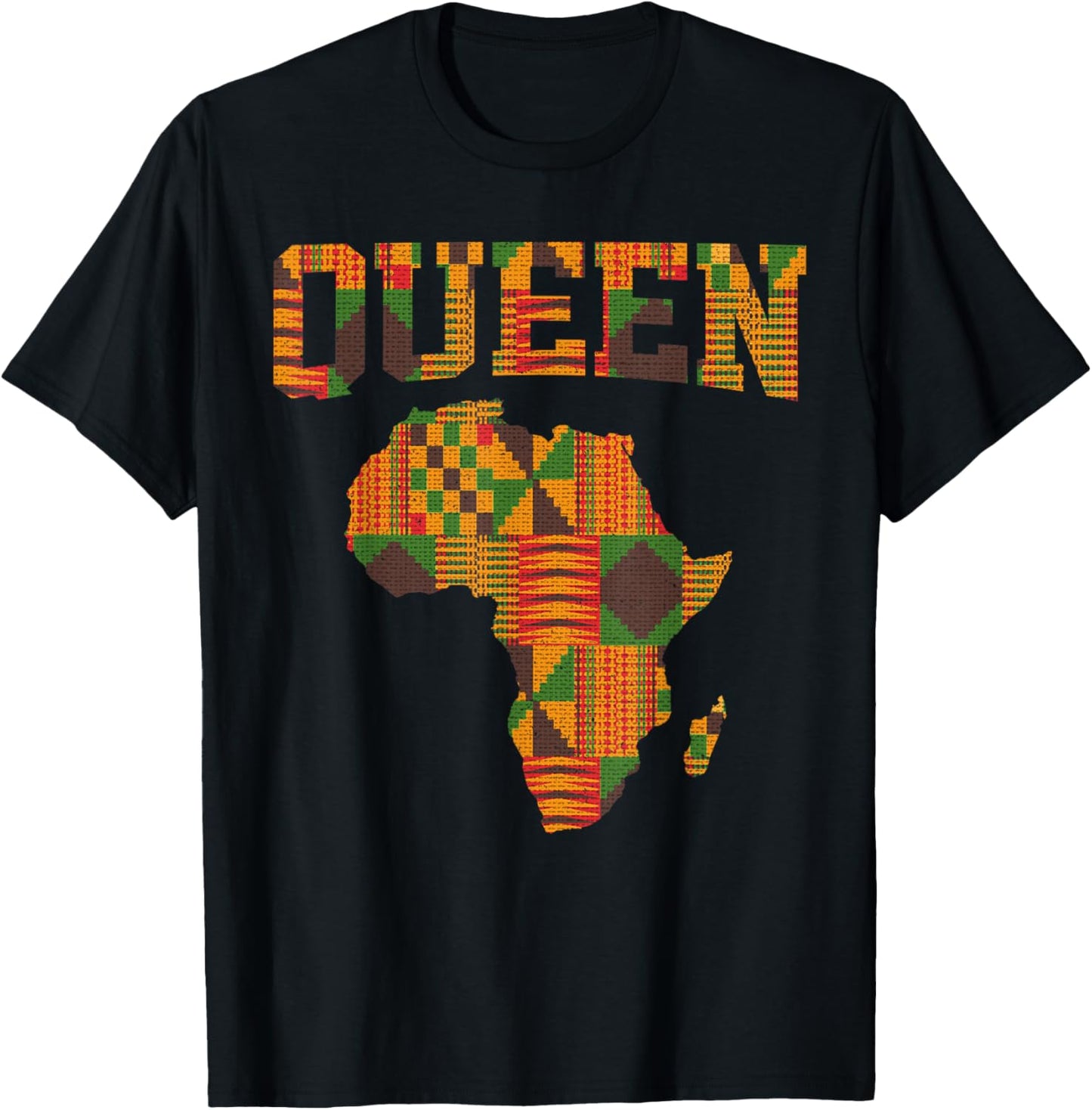 African Queen Art Girls Kente Cloth African Print T-Shirt - T-Shirt | Black