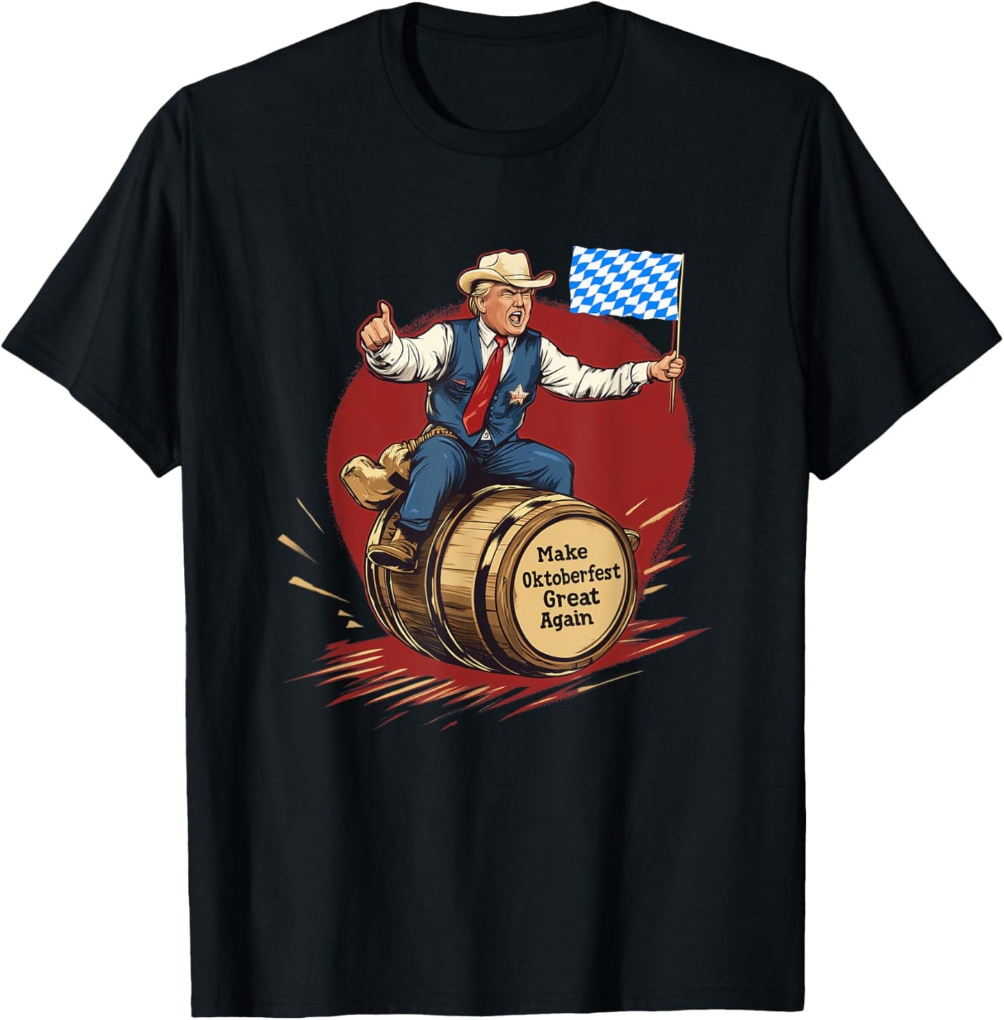 Make Oktoberfest Great Again Trump Riding Beer Barrel T-Shirt - T-Shirt | Black