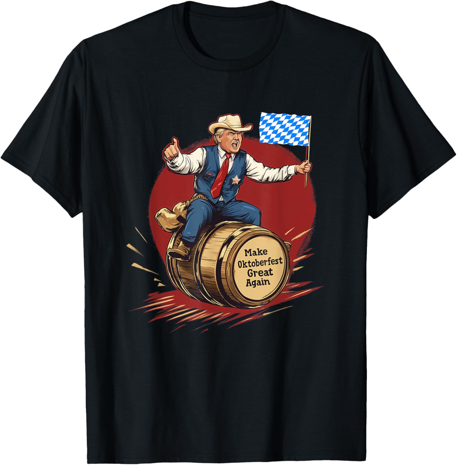 Make Oktoberfest Great Again Trump Riding Beer Barrel T-Shirt - T-Shirt | Black