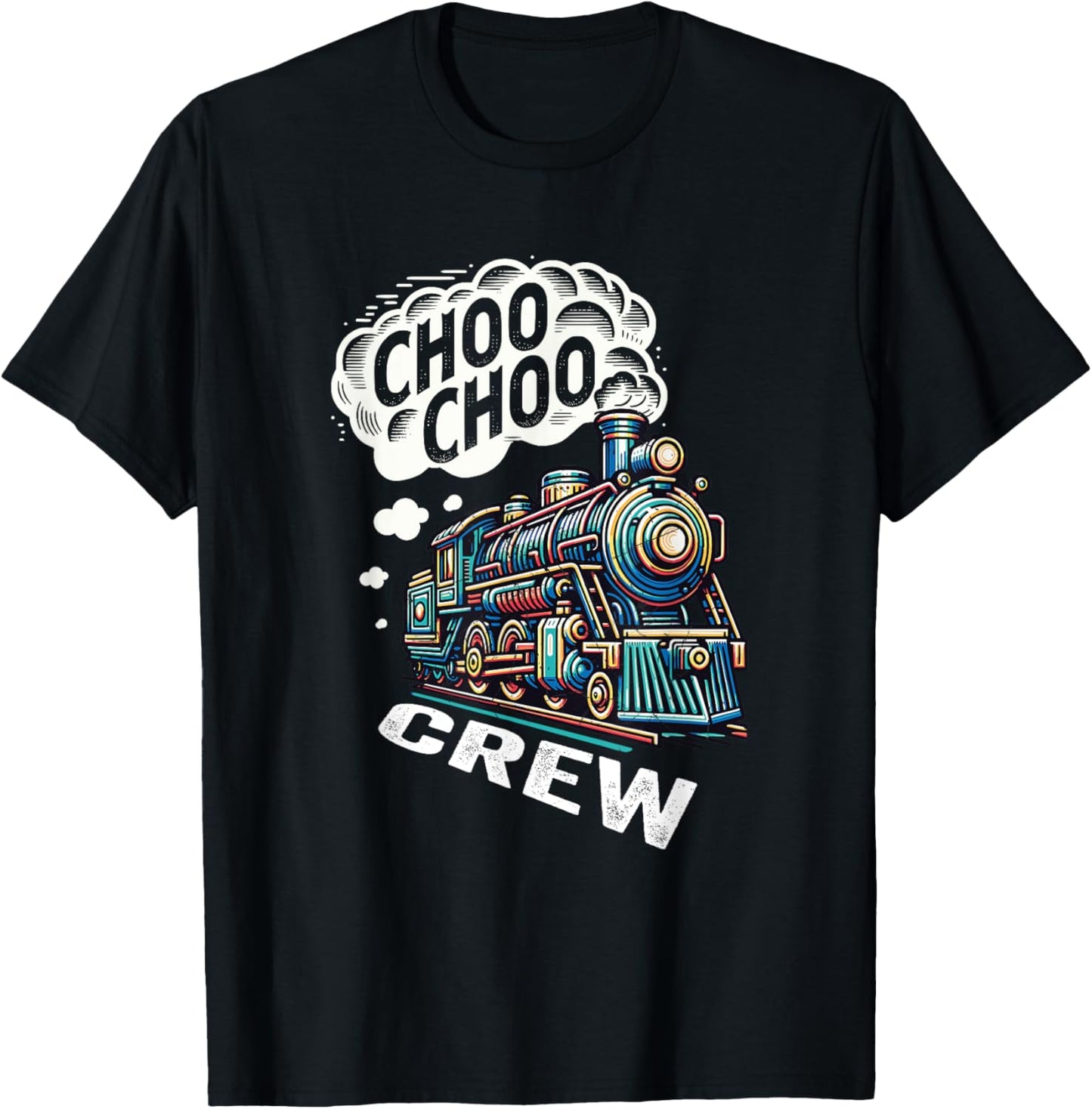 Choo Choo Crew Vintage Railroad Train Locomotive Kids T-Shirt - T-Shirt | Black