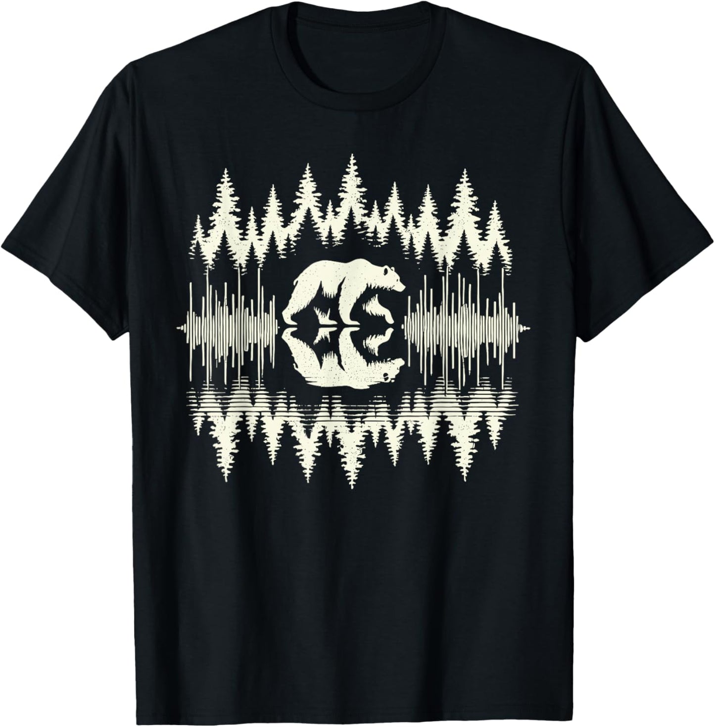 Trees Reflection Wildlife Nature Bear Outdoor Forest T-Shirt - T-Shirt | Black