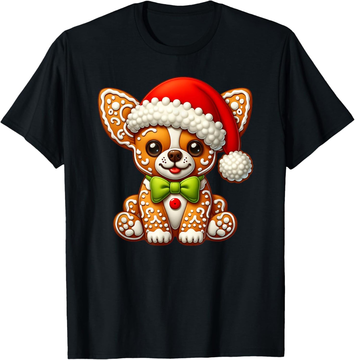 Funny Gingerbread Man Chihuahua Christmas Kids T-Shirt - T-Shirt | Black