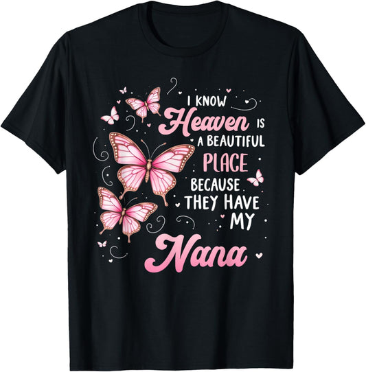 Nana Is My Guardian Angel In Heaven Memorial Day Men Women T-Shirt - T-Shirt | Black