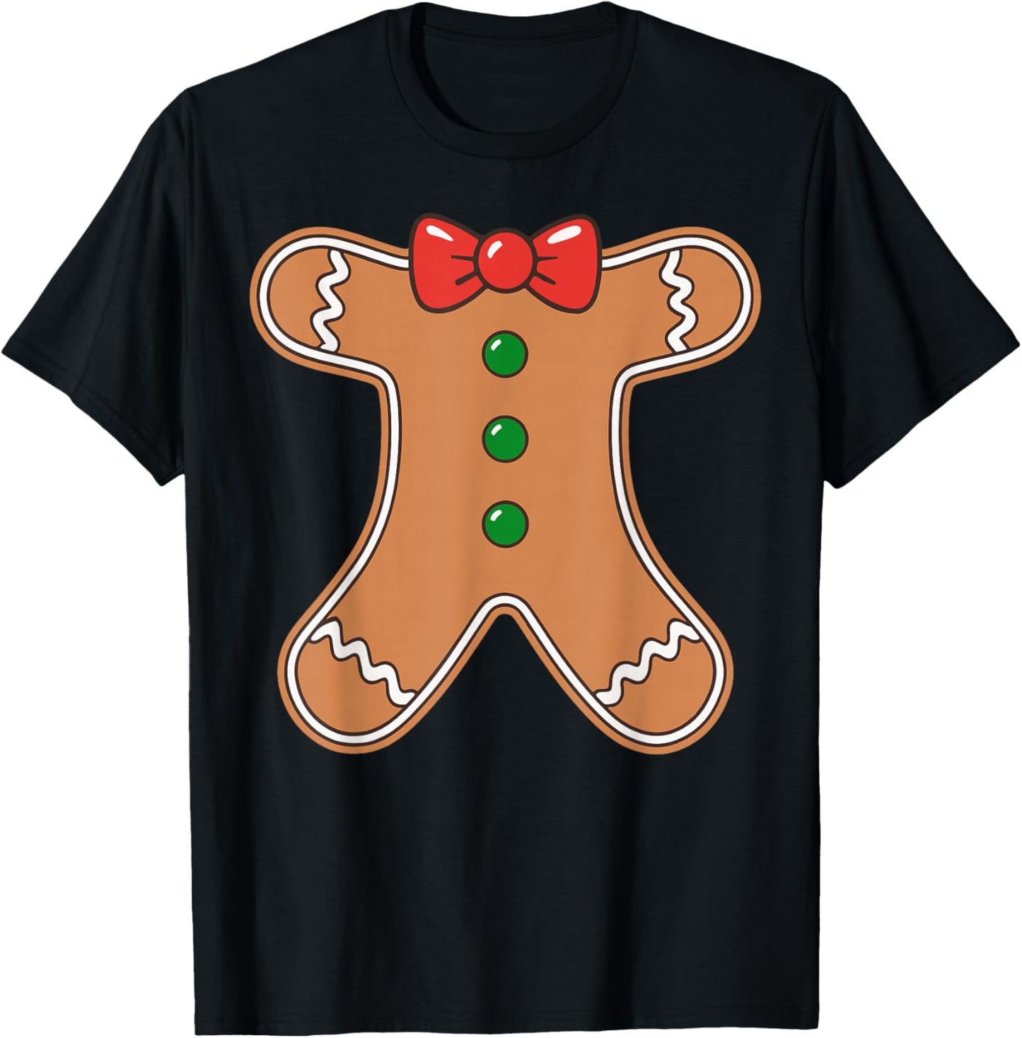 Gingerbread Man Shirt Adult Kids Men Women Cookie Costume T-Shirt - T-Shirt | Black