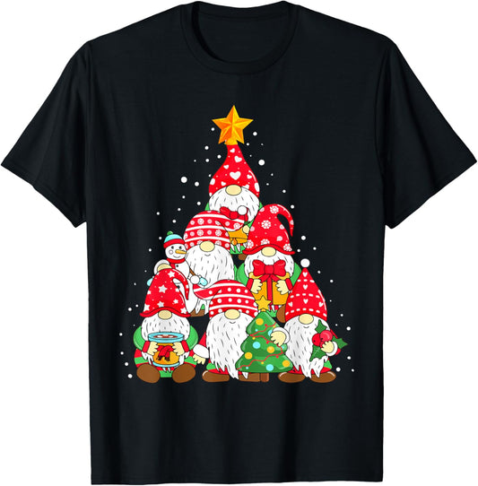 Christmas Gnome Shirt for Family Pajamas Gnome Xmas Tree T-Shirt - T-Shirt | Black