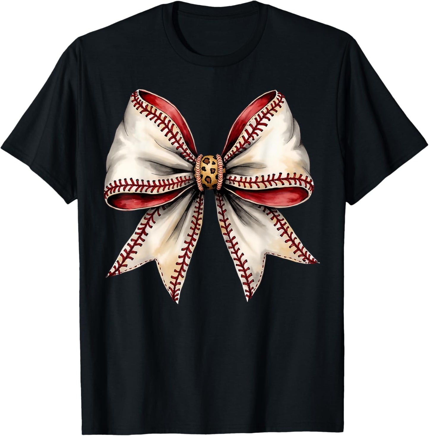 Baseball Mom Coquette White Bow Game Day Sports Girls T-Shirt - T-Shirt | Black
