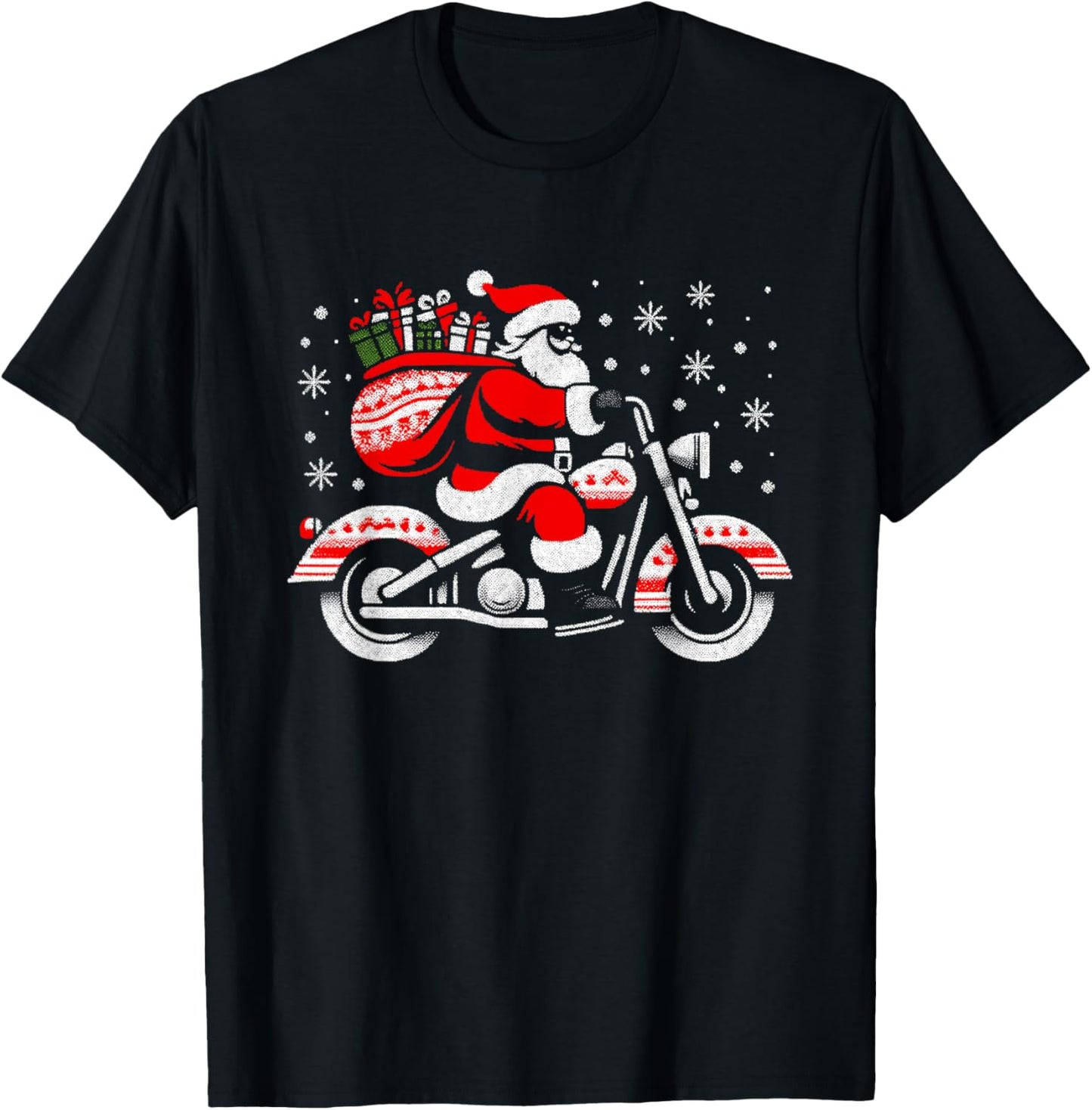 Santa Claus Biker - Vintage Motorcycle Xmas Christmas Lover T-Shirt - T-Shirt | Black