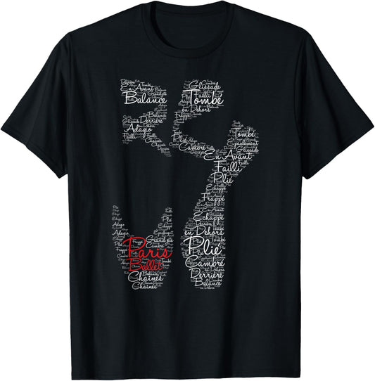 Paris Ballet Pointe Shoe Elegant Dance Design for Ballerinas T-Shirt - T-Shirt | Black