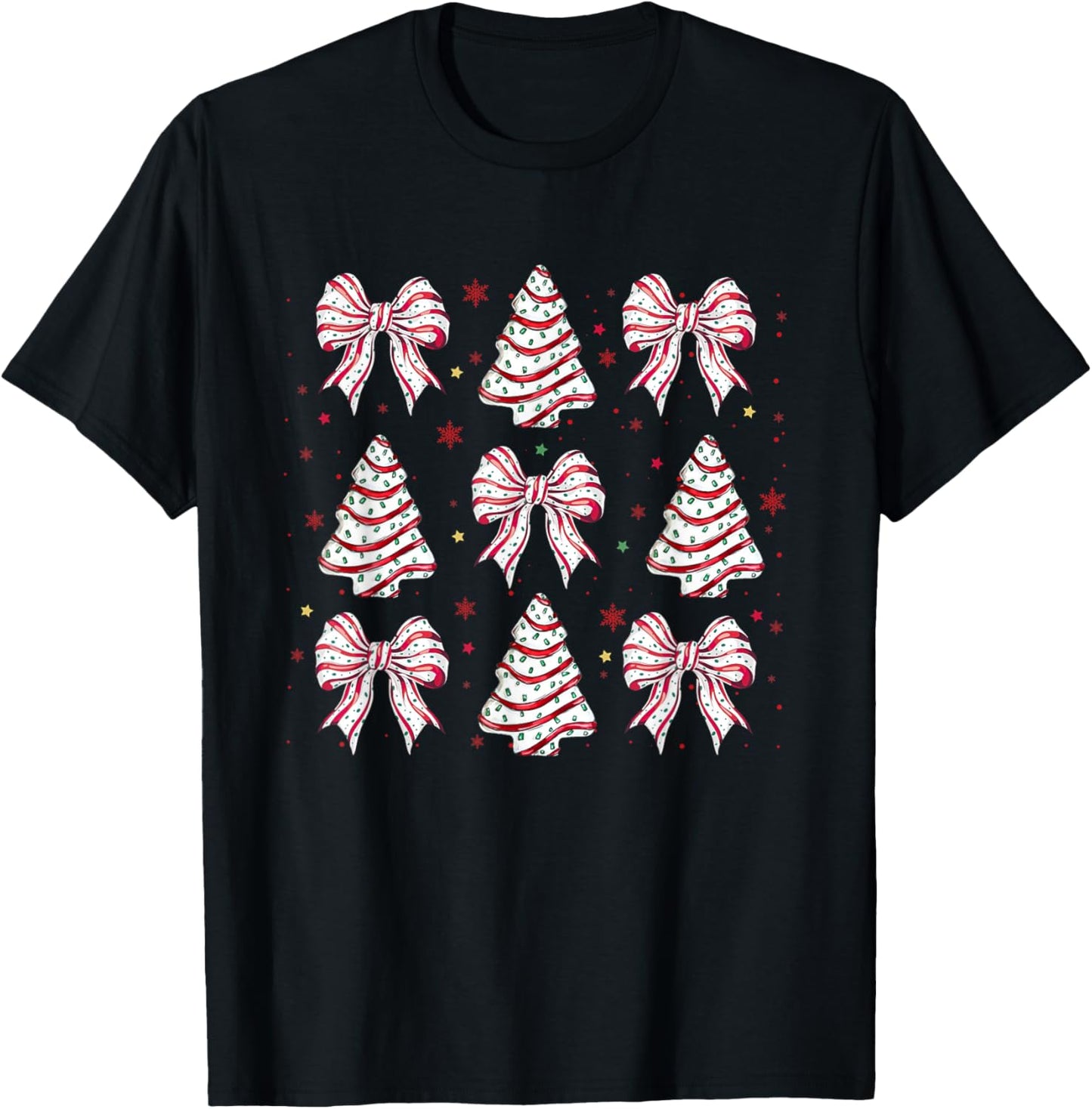 Merry Christmas Xmas Family Matching Apparel Coquette Christmas Tree Cake Bow Girly -Kids Black Small T-Shirt - T-Shirt | Black