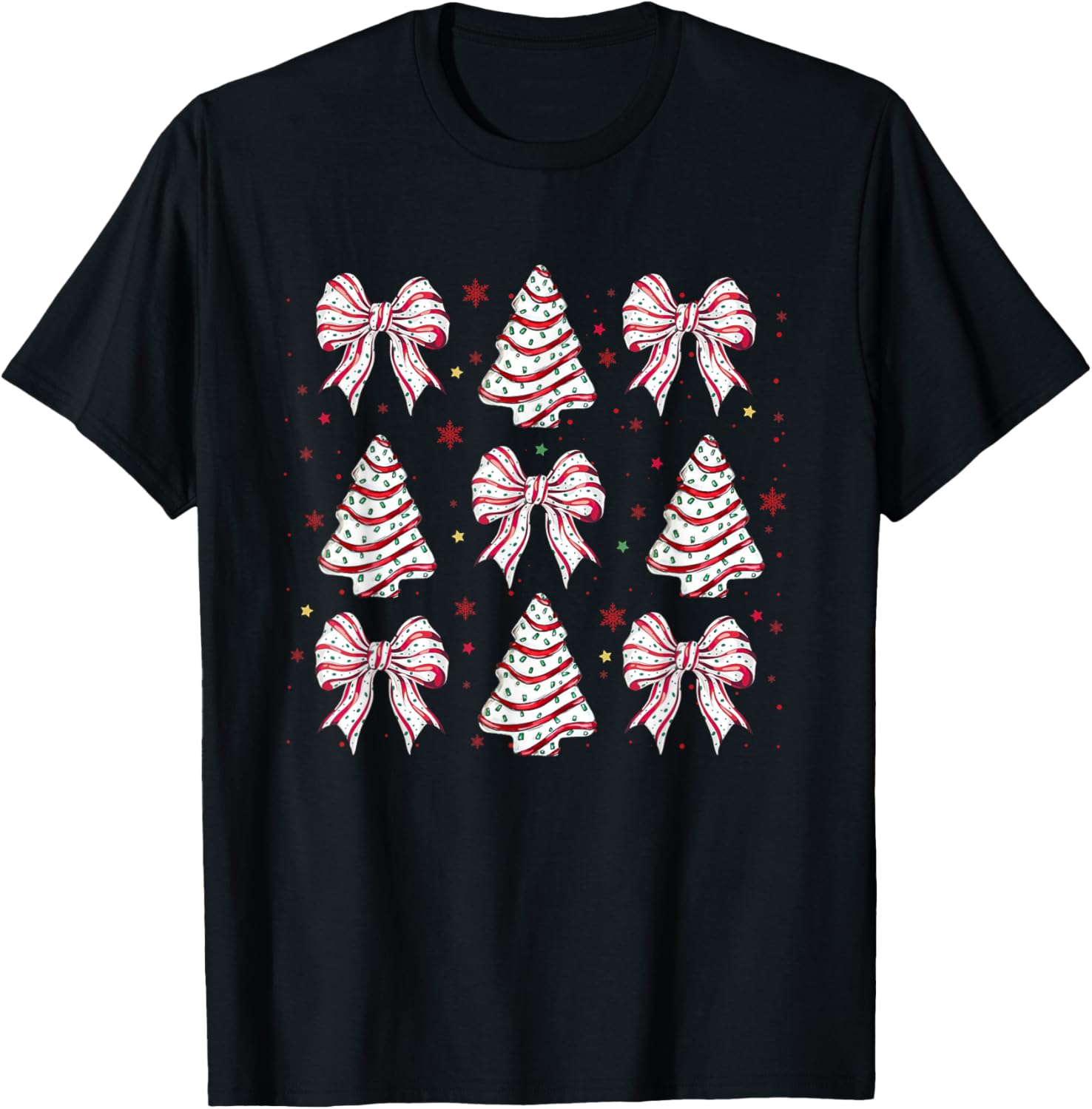 Merry Christmas Xmas Family Matching Apparel Coquette Christmas Tree Cake Bow Girly -Kids Black Small T-Shirt - T-Shirt | Black