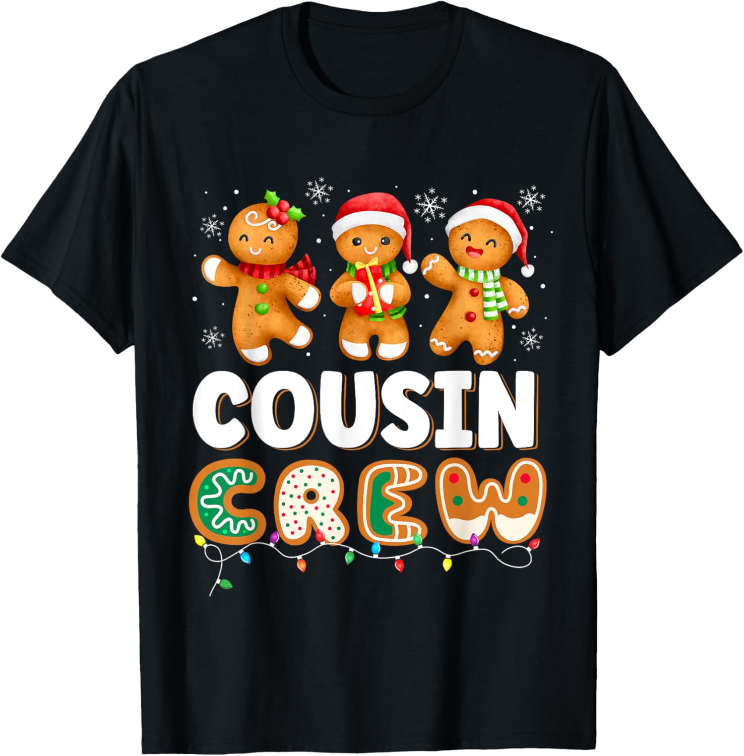 Cousin Crew Christmas Pajama Shirt Gingerbread Man T-Shirt - T-Shirt | Black