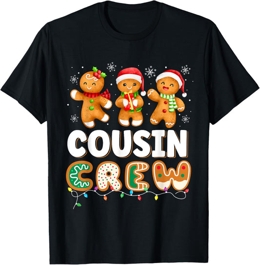 Cousin Crew Christmas Pajama Shirt Gingerbread Man T-Shirt - T-Shirt | Black