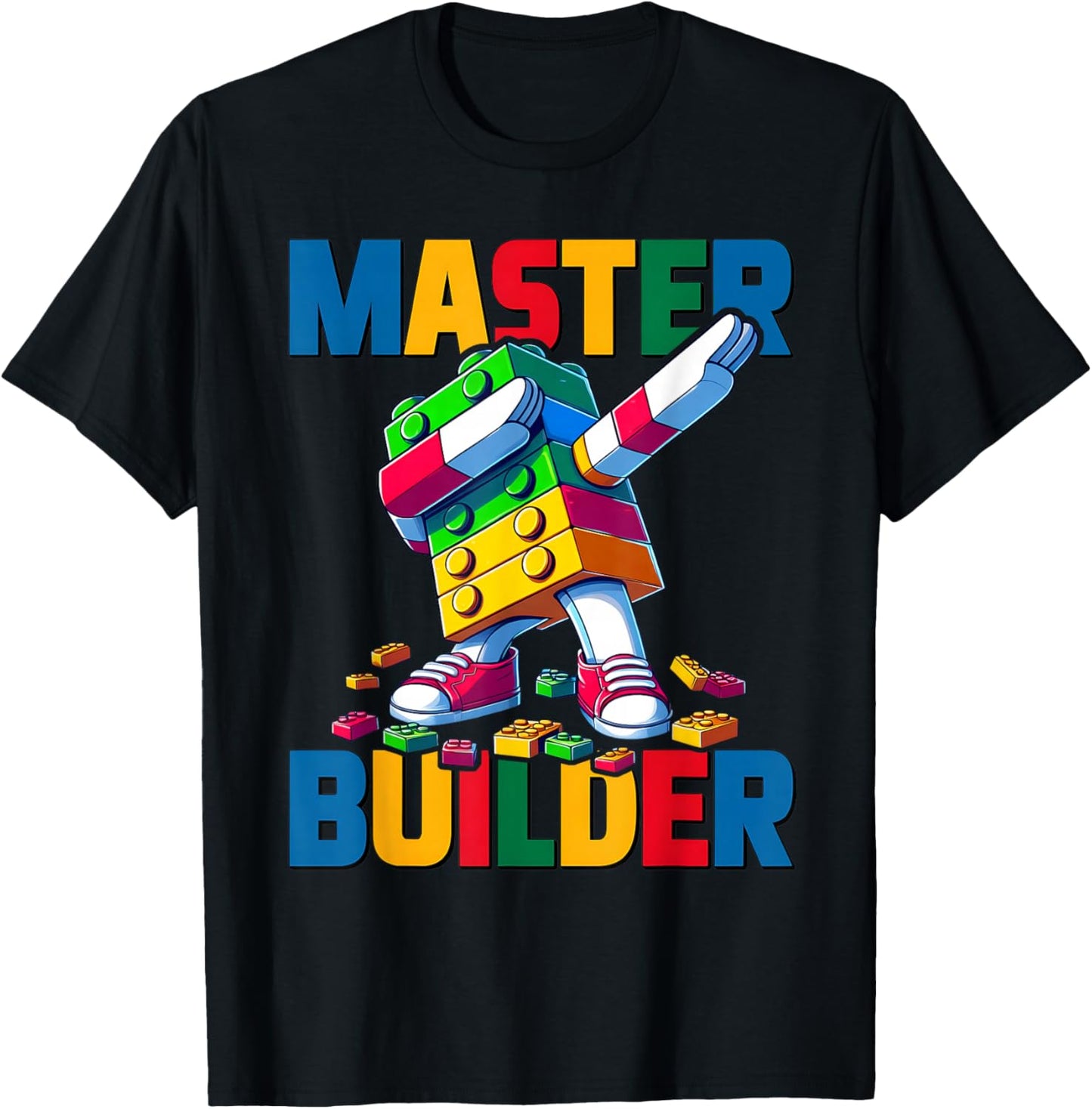 Dabbing Blocks Bricks Building Kids Boys Fun Master Builder T-Shirt - T-Shirt | Black
