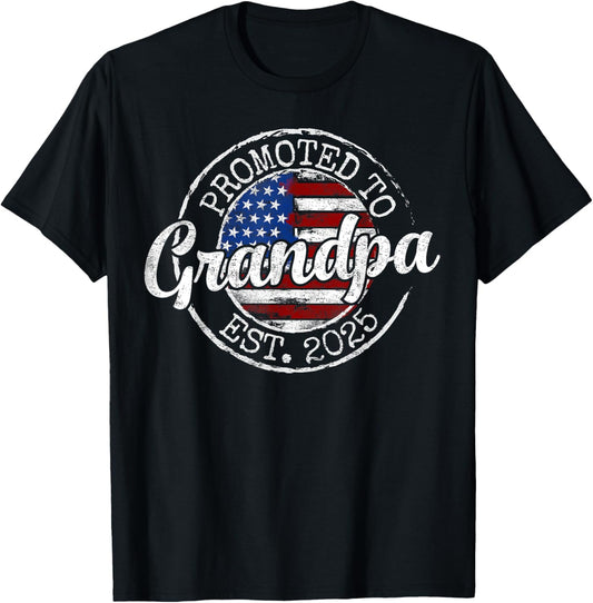 Promoted To Grandpa Est 2025 Soon To Be Grandpa Gifts Poppop T-Shirt - T-Shirt | Black
