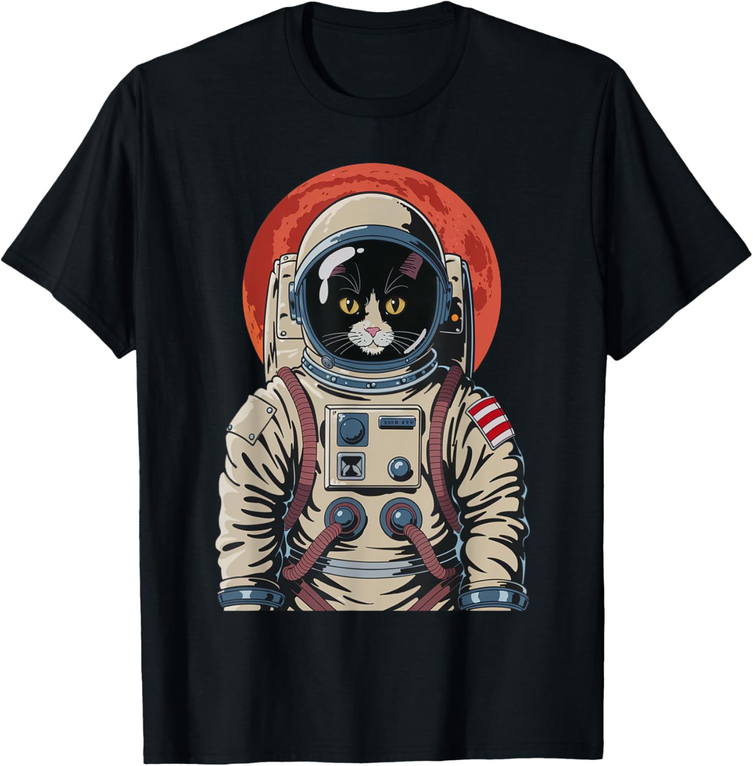 Space Cat Astronaut Helmet Graphic Cat Space Cosmic Women Kids T-Shirt - T-Shirt | Black
