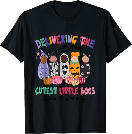 Delivering the Cutest Boos Labor and Delivery Halloween T-Shirt - T-Shirt | Black