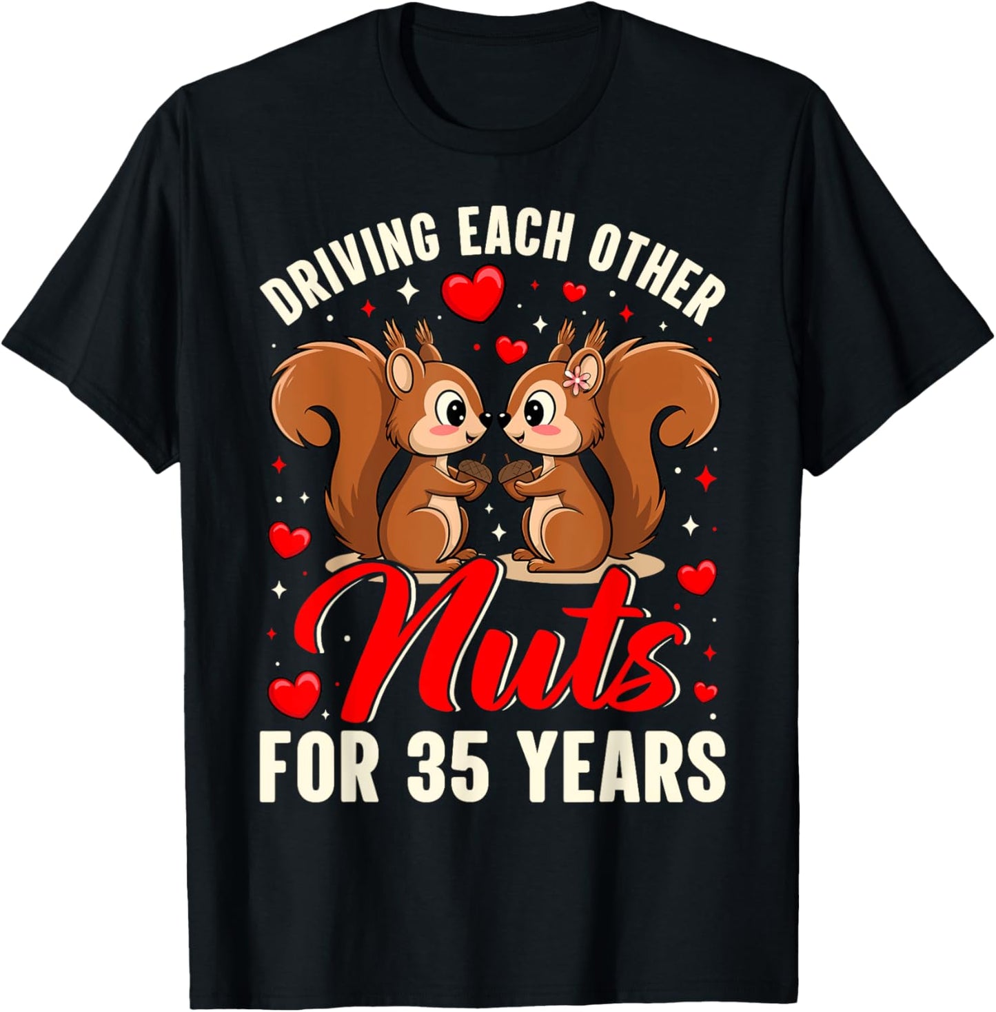 Couples Married 35 Year Funny 35th Wedding Anniversary T-Shirt - T-Shirt | Black
