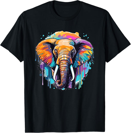 Colorful Elephant I Kids Elephant T-Shirt - T-Shirt | Black
