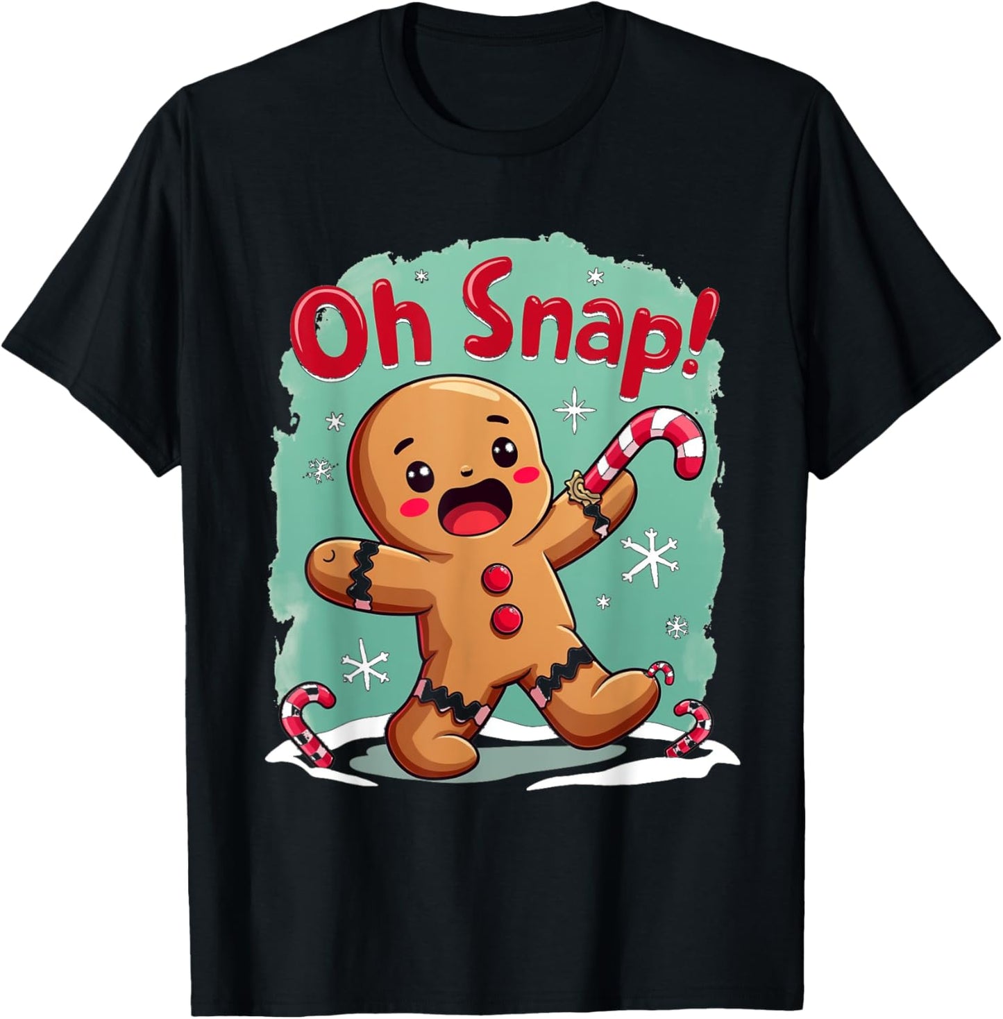 Oh Snap! Holiday Gingerbread Humor T-Shirt - T-Shirt | Black