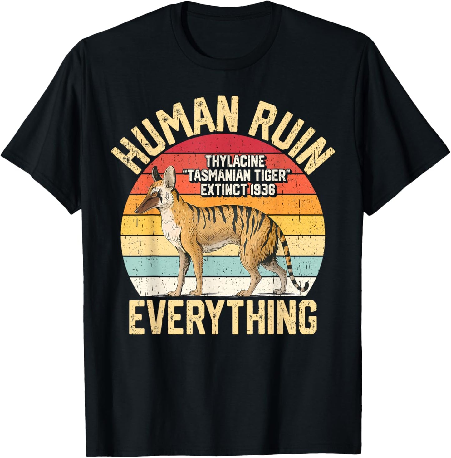 Tasmanian Tigers Thylacine Wolf Australian Extinct T-Shirt - T-Shirt | Black
