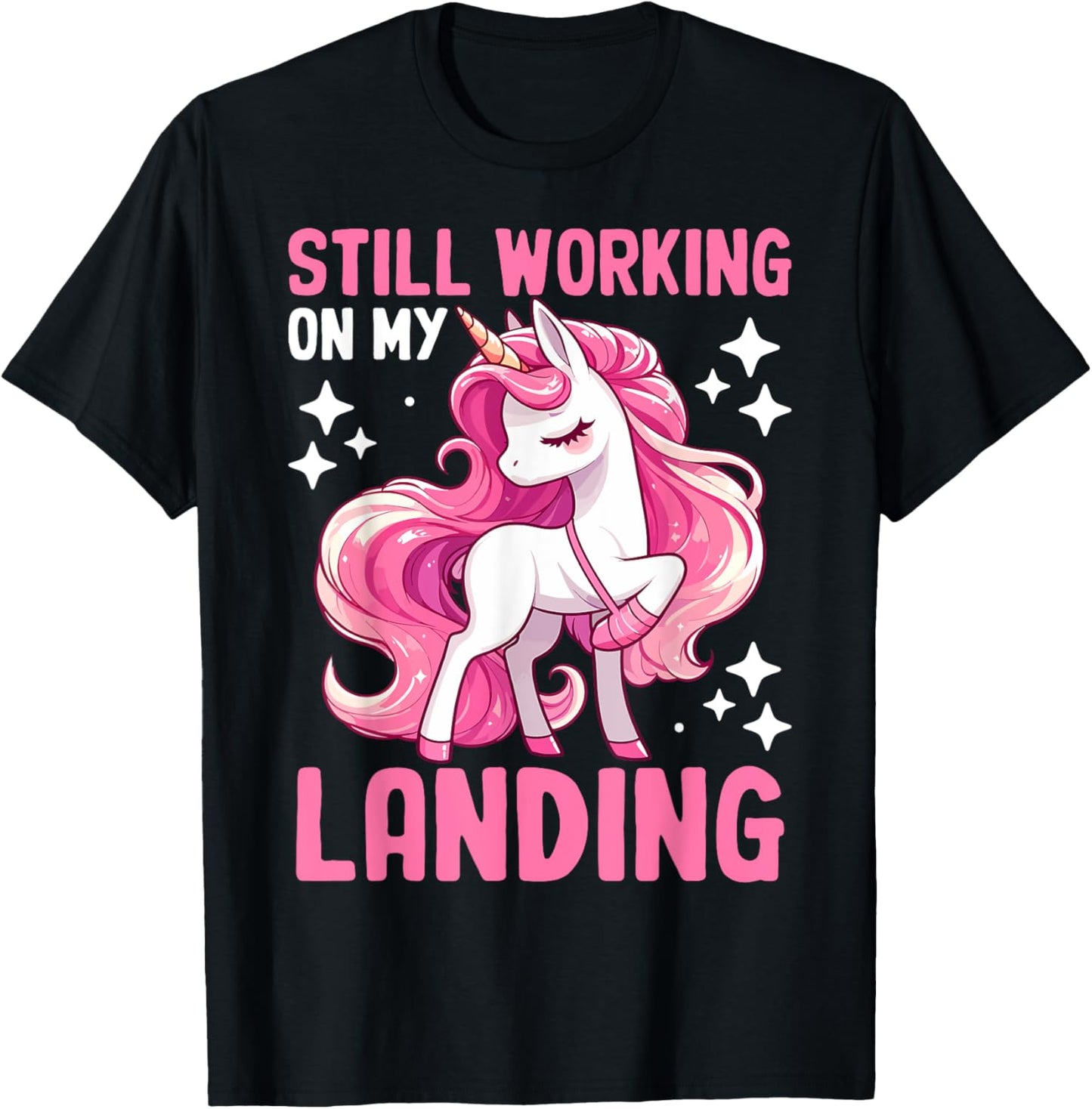 Still Working On My Landing Injury Broken Arm Cute Unicorn T-Shirt - T-Shirt | Black