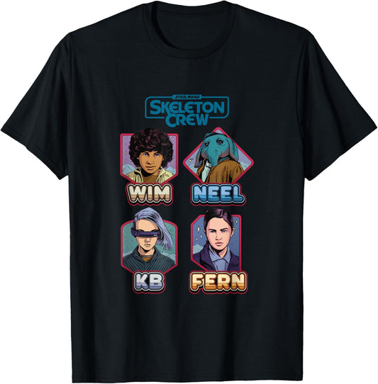 Star Wars Skeleton Crew Vintage Character Box Ups T-Shirt - T-Shirt | Black