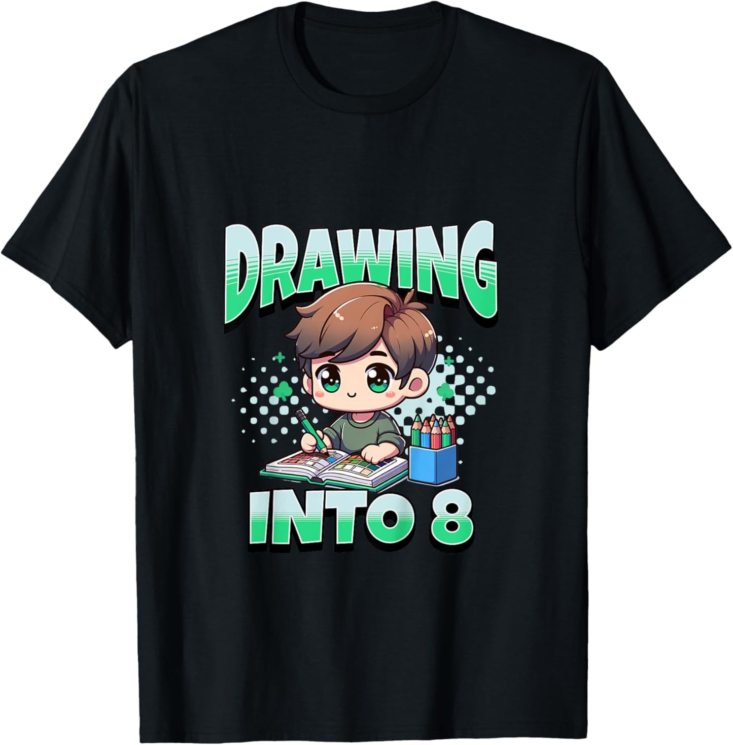Kids Painting Drawing Into 8 Year Old 8th Birthday Boy T-Shirt - T-Shirt | Black