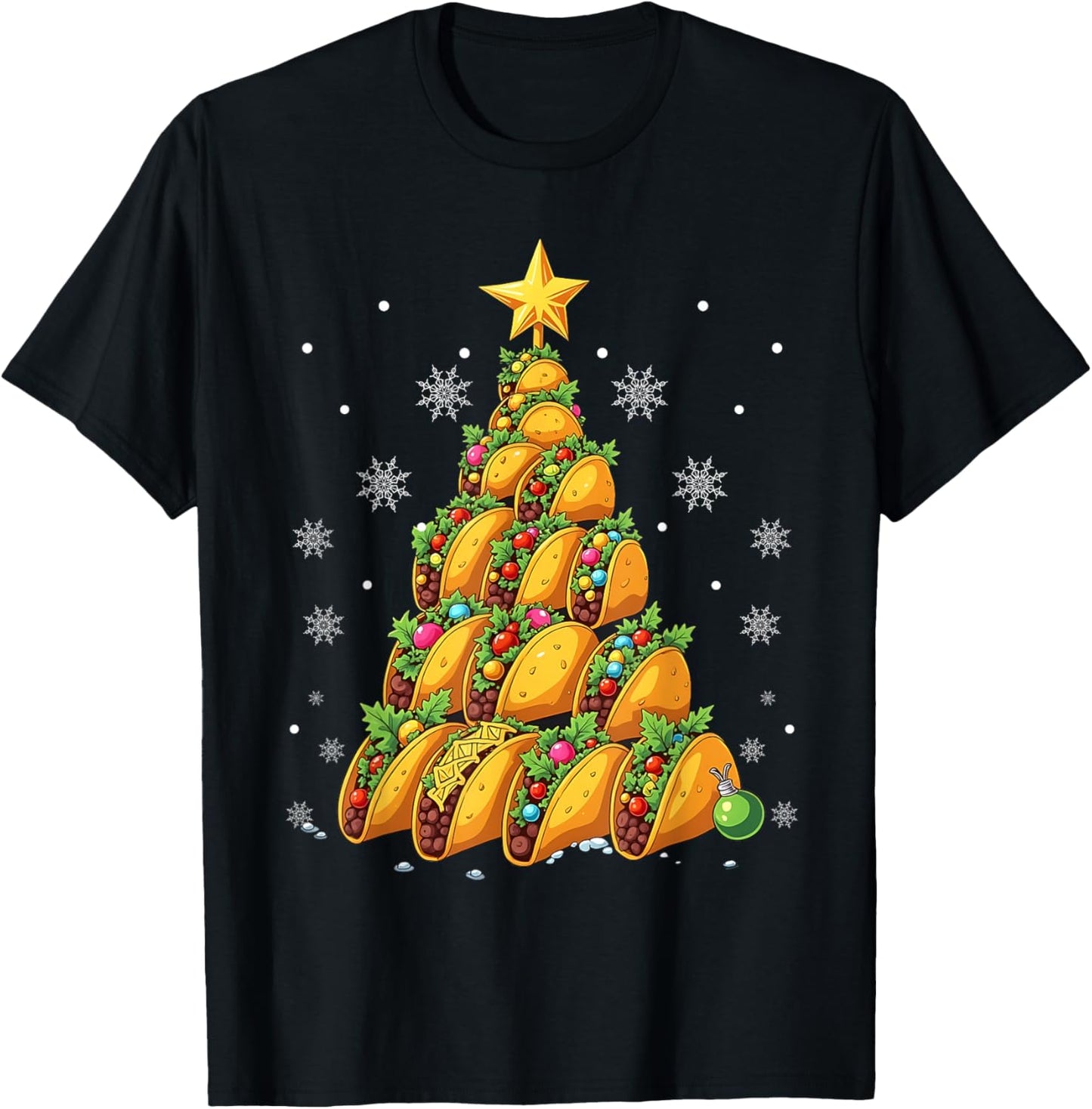 Taco Christmas Tree Xmas Mexican Food Men Women Kids T-Shirt - T-Shirt | Black