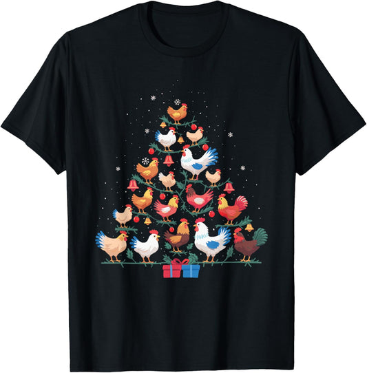 Chicken Christmas Tree T-Shirt - T-Shirt | Black