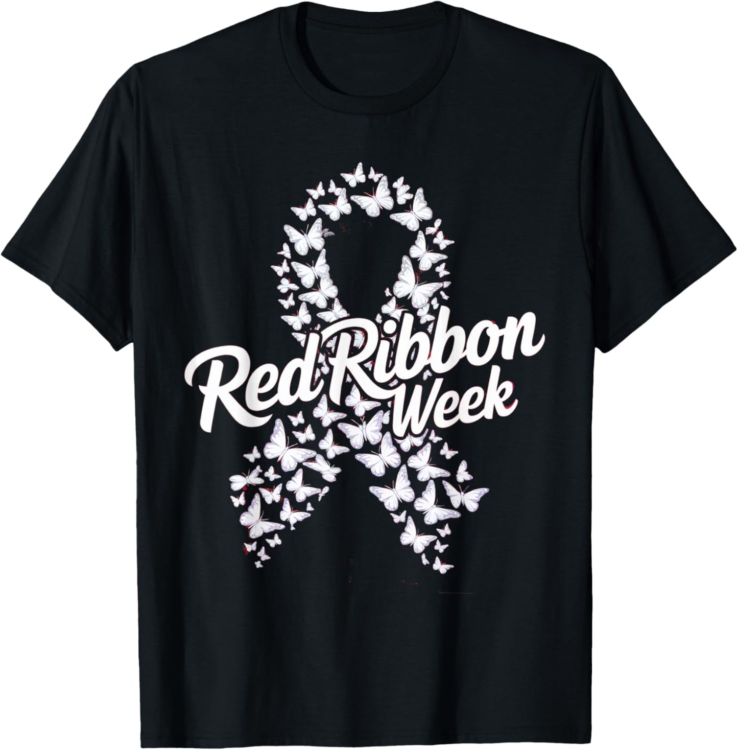 Red Ribbon Week 2025 HOPE LOVE SUPPORT Red Ribbon Week T-Shirt - T-Shirt | Black