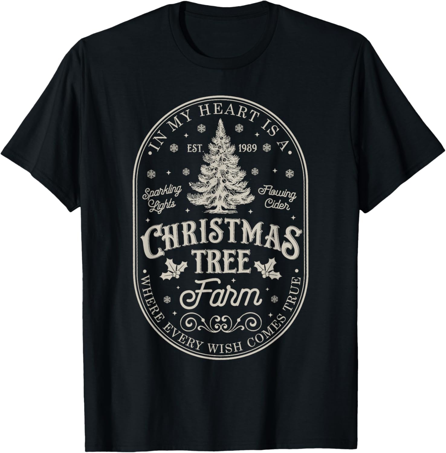 In My Heart Is A Christmas Xmas Tree Farm Vintage Clothing T-Shirt - T-Shirt | Black